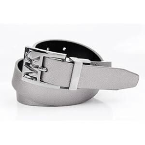 Michael by Michael Kors Twist Reversible Leather Belt – Black & Silver (XL)